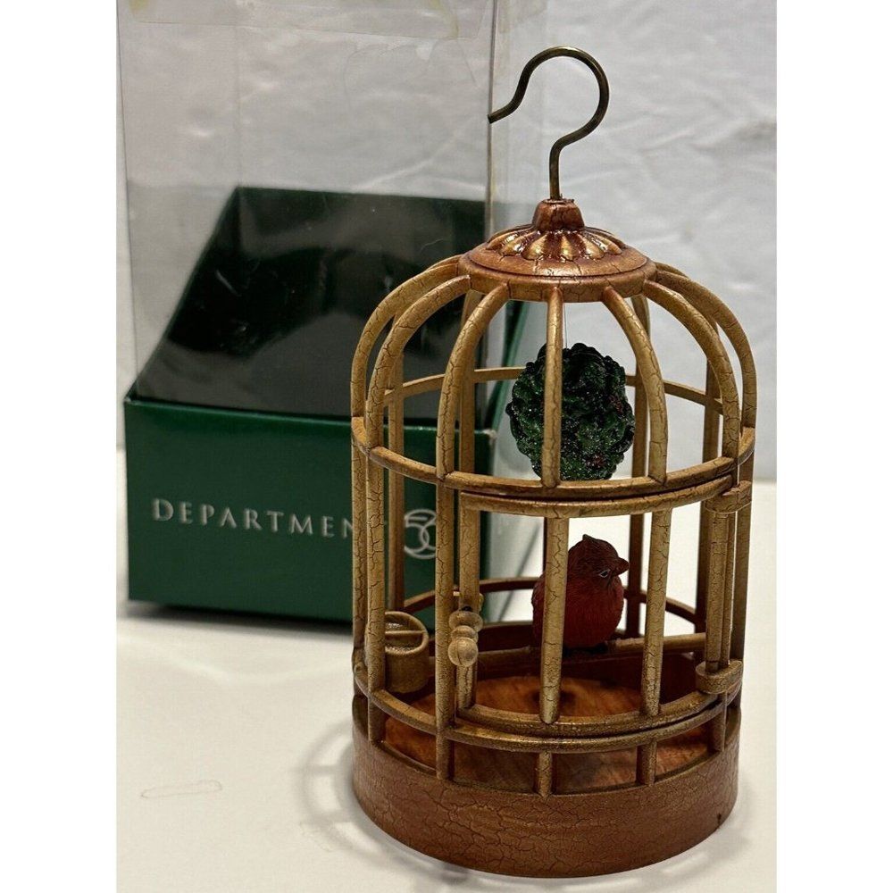 NWT Dept 56 Cardinal In Birdcage Resin Christmas Tree Ornament Mistletoe Love